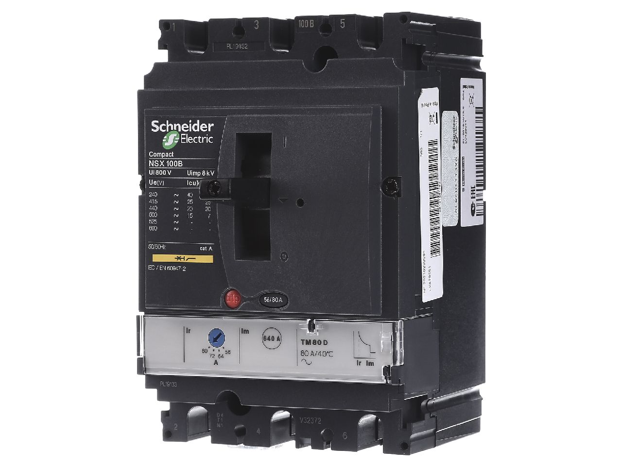 LV429551 Schenider electric circuit breaker ComPact NSX100B, 25 kA at ...